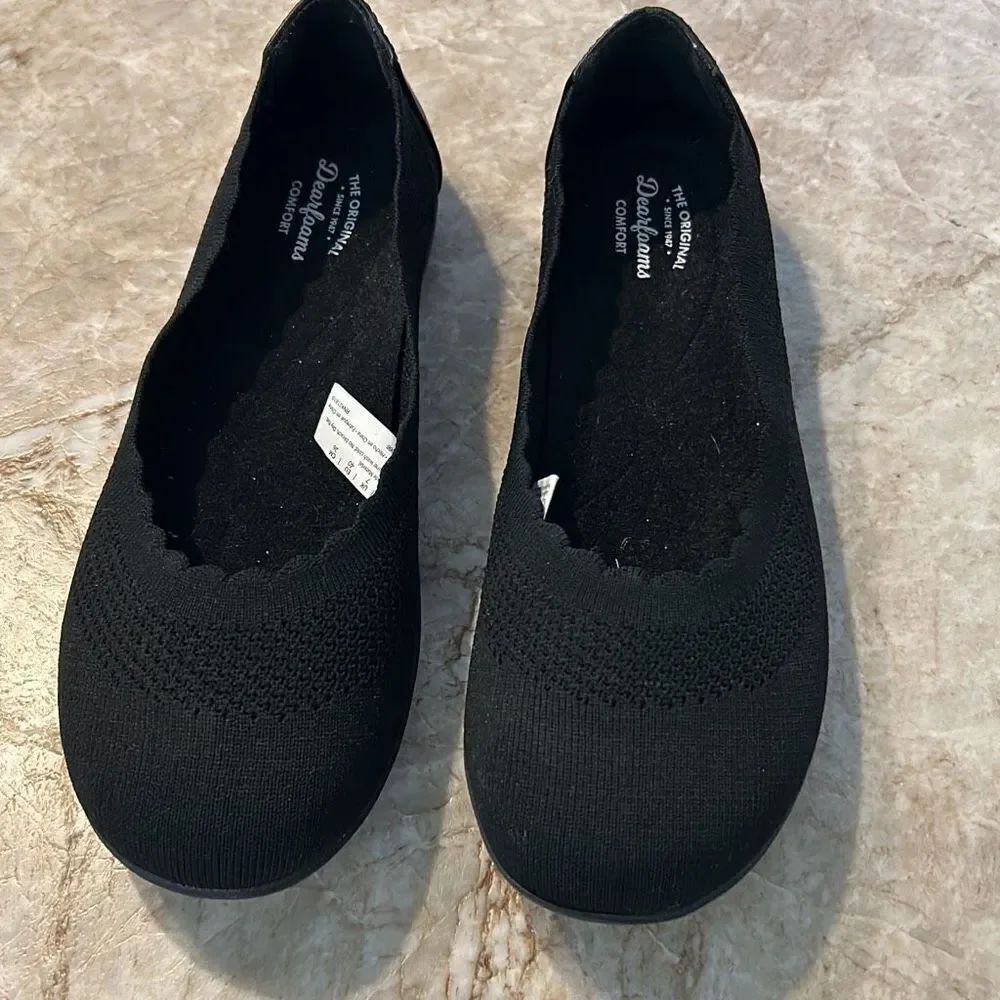 Dearfoams Black Knit Flats
